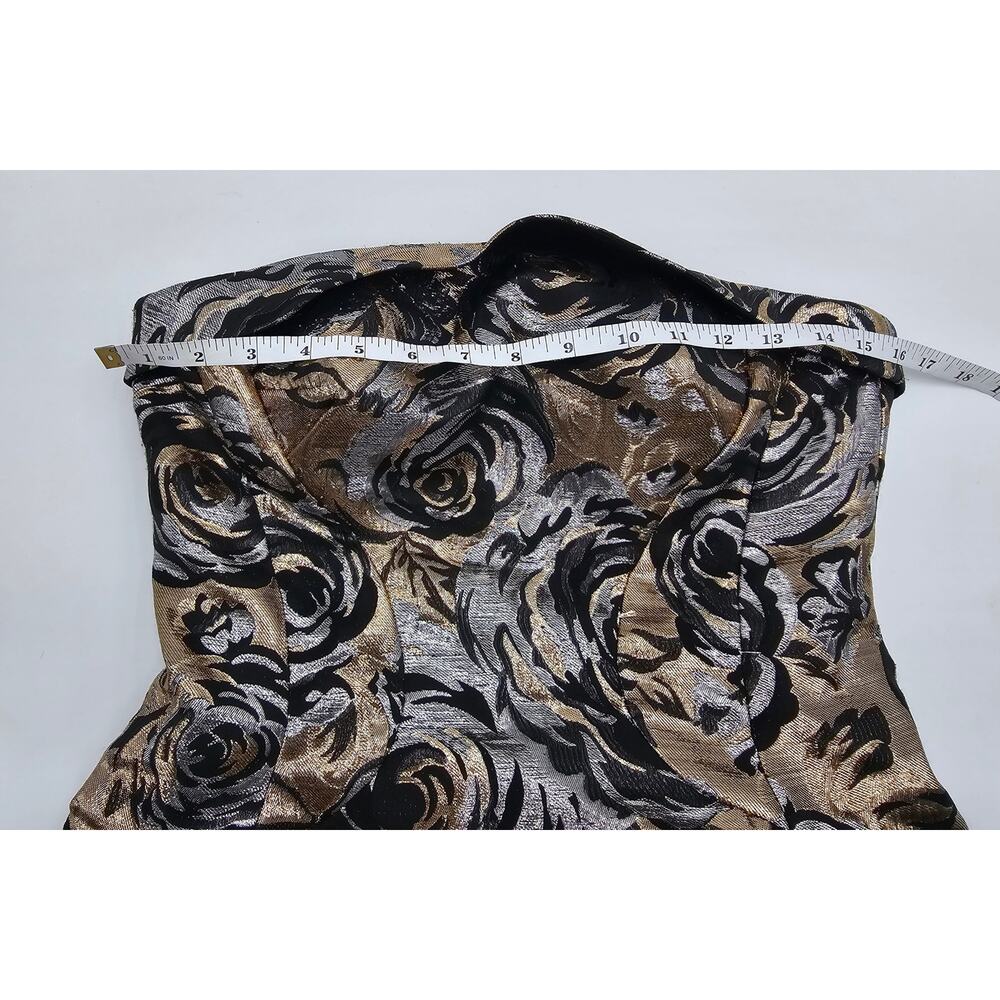 Mac Duggal Women's Size 6 Black & Metallic Strapless Floral Formal Gown 30451D - Picture 8 of 11